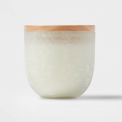 10oz Tinted Salt Finish Glass Candle with Wood Lid Sea Salt & Coconut Cream - Threshold™
