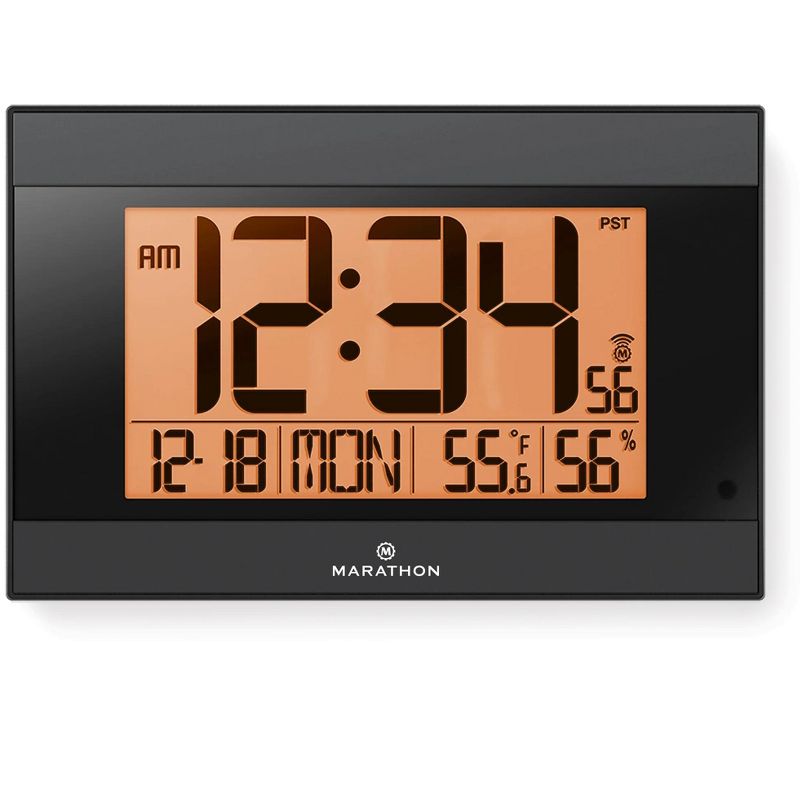 Marathon Atomic Digital Wall Clock With Auto-Night Light, Temperature & Humidity, 2 of 9