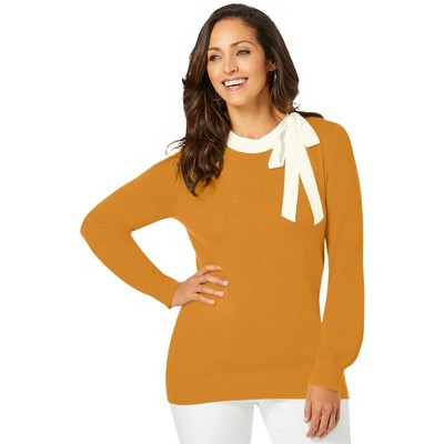 Jessica London Women's Plus Size Tie-Neck Sweater