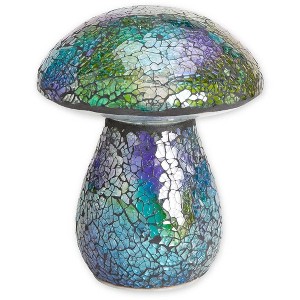 Plow & Hearth Glass Mosaic Mushroom Lawn Ornament Blue - 1 of 2