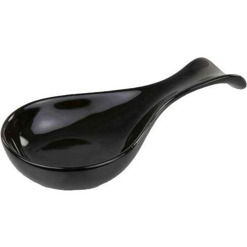 Home Basics Ceramic Spoon Rest 10.5x4.5x1.5 Inches Black 