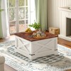 31.5" Wood Lift-Top Square Coffee Table with Hidden Compartments, Built-In Charging Station, and Multi-Functional Use - 2 of 4