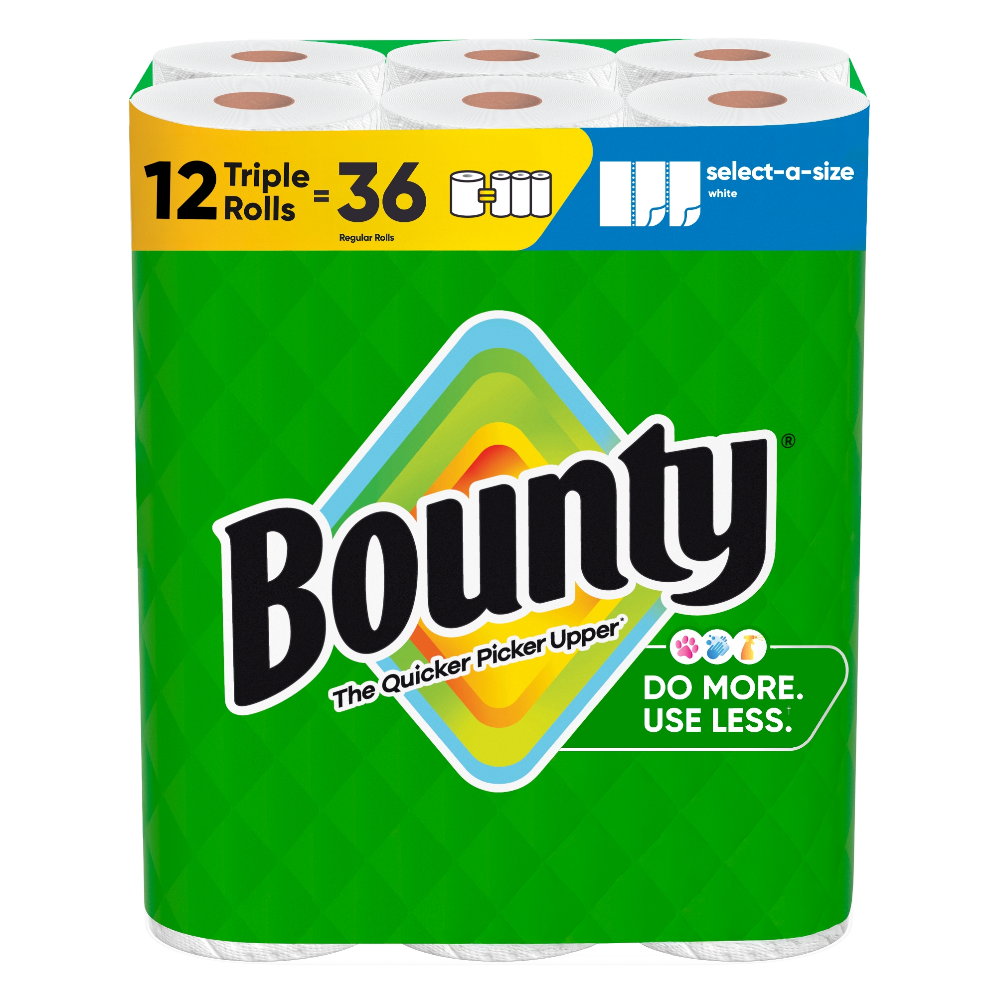 Bounty Select-A-Size Paper Towels - 12 Triple Rolls - 2-Ply - 123 Sheets: Non-Toxic, No Fragrance Added, Dye-Free