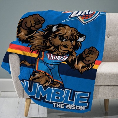 Sleep Squad Oklahoma City Thunder Rumble The Bison Mascot 60 x 80 Raschel Plush Blanket