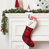 20" Plaid Monogram Christmas Holiday Stocking with Faux Fur Cuff Red/Green/White - Wondershop™ - 2 of 3