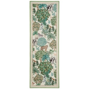 2'x6' Washable Jungle Animal Print Kitchen Runner Rugs,Botanical Forest Print Soft Non Slip Bedroom Carpet, Cute Nursery Playroom Rugs, Beige - 1 of 4