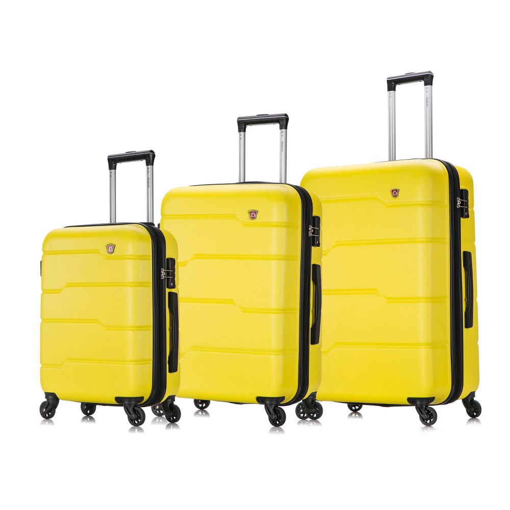 Photos - Luggage Dukap Rodez Lightweight 3pc Hardside Checked  Set - Yellow 