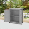 WELLFOR Outdoor Potting Bench with Storage Cabinet and Metal Table Top Gray - 4 of 4