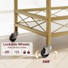 Gold 2-Tier Bar Cart with Wheels, Mobile Seving Cart with Wine & Glass Rack, Marble Shelves for Kitchen or Living Room - 3 of 4