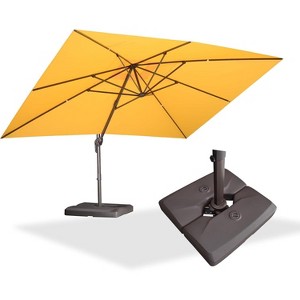 PURPLE LEA Cantilever Patio Umbrella with Base Included Square Umbrella with 360° Rotation and Aluminum Offset Hanging Outdoor Umbrella - 1 of 4