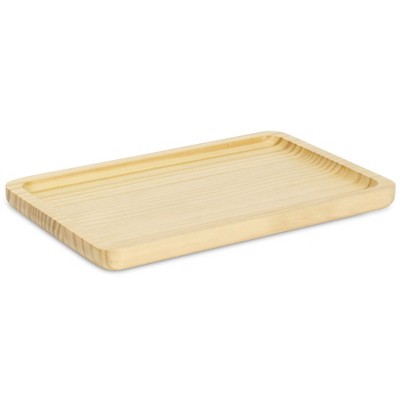 Cheung's Kishen Ridge Rectangular Natural Wood Glossy Tray with Smooth Corners