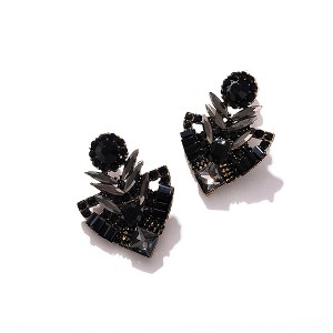 SOHI Women's Black  Triangle Cluster Drop Earrings - 1 of 3