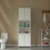 Modern White Standing Bathroom Tall Linen Tower Storage Cabinet - 2 of 4