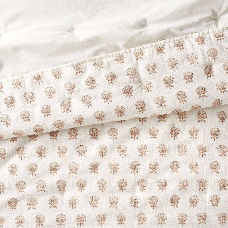 Lofty Cotton Slub Woodblock Print Floral Quilt Off White/Mauve – Threshold™ designed with Studio McGee, 4 of 11