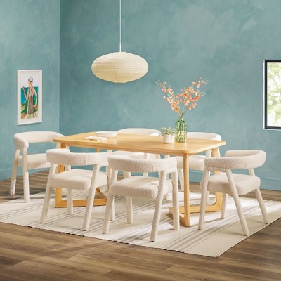 Saracina Home 7pc Rectangle Dining Table Set with Fully Upholstered Solid Wood Chairs