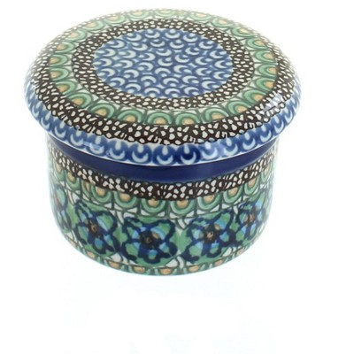 Blue Rose Polish Pottery 270 Ceramika Artystyczna French Butter Dish