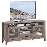 Costway TV Stand Tall Entertainment Center Hold up to 65'' TV w/ Glass Storage & Drawer