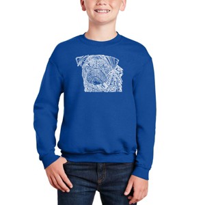 LA Pop Art Pug Face - Boy's Word Art Crewneck Sweatshirt - 1 of 3