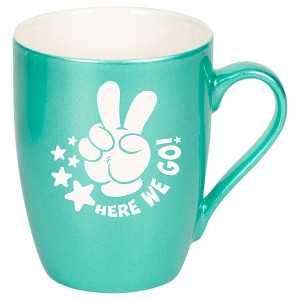 100 North Peace Sign 10 Ounce Seafoam Metallic Finish, Comfortably Fits Your Hands, New Bone China Coffee Tea Cup Mug, Life - 1 of 1