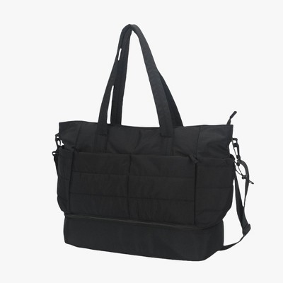 Hynes Eagle Quilted Travel Tote-Black