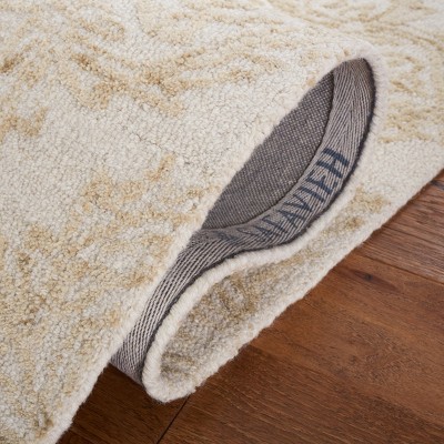 Ivory and Beige Abstract Handmade Wool Tufted Rug, 2' x 3'