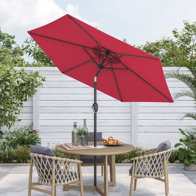 Sonkuki 7.5 ft Outdoor Patio Market Umbrella w/ Crank, Push Button Tilt,  UV-Resistant Canopy