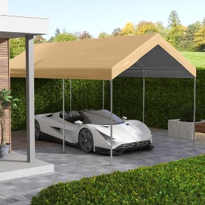 Racxily 10'*20' Carport Replacement Top Canopy Cover, Waterproof and UV Protected Garage Car Port Cover with Ball Bungee Cords, (Only Cover) - 1 of 4