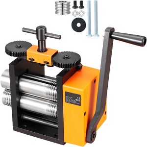 VEVOR Rolling Mill, 2.95"/75 mm Jewelry Rolling Mill Machine, 1: 2 Gear Ratio, 3-in-1 Multi-function ,0.03-6.5mm Press Thickness, Black & Orange - 1 of 4