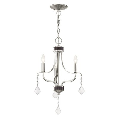 Brushed Nickel Mini Chandelier with Crystal Accents