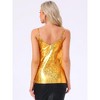 Allegra K Women's Metallic Shiny Party Deep V Neck Spaghetti Straps Cami Tops - 4 of 4