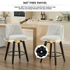 Swivel Bar Stools Set of 2,Modern Wood Counter Height Stools With White Linen Upholstery And Button Tufted Back,Bar Stools For Kitchen-Cuddlewood - 3 of 4