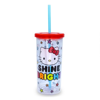 Silver Buffalo Sanrio Hello Kitty Rainbow Confetti Carnival Cup With Lid  and Straw | 32 Ounces