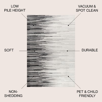 Gray and Cream Reversible Synthetic Stripe Area Rug, 3x5 Feet