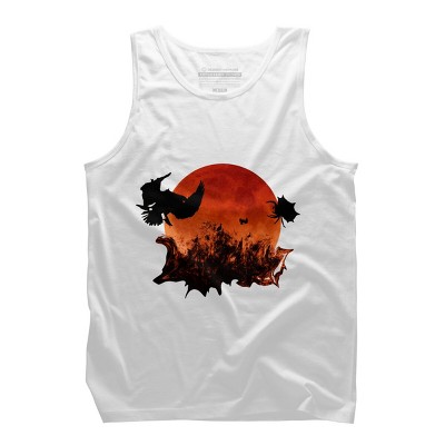 Men's Design By Humans Spooky Halloween Blood Moon Eclipse Ghostly Birds By KateLCardsNMore Tank Top