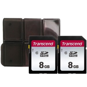 Transcend 8GB TS8GSDC300S SDHC Memory Card with Memory Card Holder - 2 Units - 1 of 4