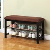 Wood Shoe Bench with Cushion, 3 Tiers Shoe Storage Bench, Entryway Shoe Rack Organizer, Storage Bench for Hallway Bedroom Living Room Mudroom - 4 of 4
