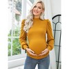WhizMax Women's Knit Ribbed Maternity Top Mock Neck Long Sleeve Shirts Pregnant Ruched Tunic Pullover Sweater - 2 of 4