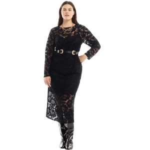 June + Vie by Roaman's Lined Lace Column Midi Dress - 1 of 4