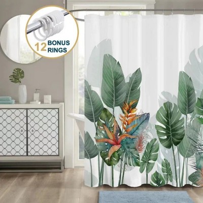 LunaLulinlk Green Shower Curtain with Hooks – Heavy-Duty Mold/Mildew-Resistant