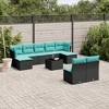 vidaXL 10 Piece Patio Sofa Set with Cushions - Black and Blue With Table - 2 of 4