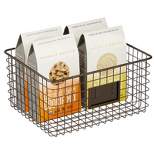 mDesign Metal Food Organizer Storage Basket with Label Slot