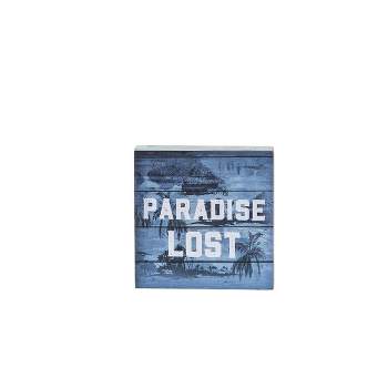 Beachcombers Paradise Lost Mini Block Decor Decoration Sign Home Decor With Sayings 4 x 0.98 x 4 Inches.