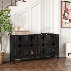 SKRAN 60.5" Mid Century Modern Sideboard Buffet Cabinet with Storage, TV Media Console Table with 4 Doors & Adjustable Shelves for Kitchen - 1 of 4