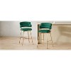 MAYEERTY 26 Counter Height Bar Stools Set of 2 180 Swivel Upholstered Green Metal Legs Kitchen Island - 2 of 4