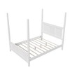 Queen Size Solid Wood Four Poster Bed with Horizontal Grille Design - 4 of 4