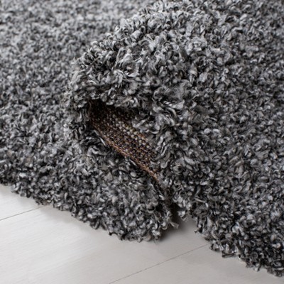 Plush Dark Grey Synthetic Square Shag Rug - Easy Care, Reversible