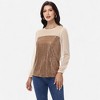 Anna-Kaci Women's Sheer Mesh Long Sleeve Top with Sequin Front Panel and Crew Neckline - 2 of 4