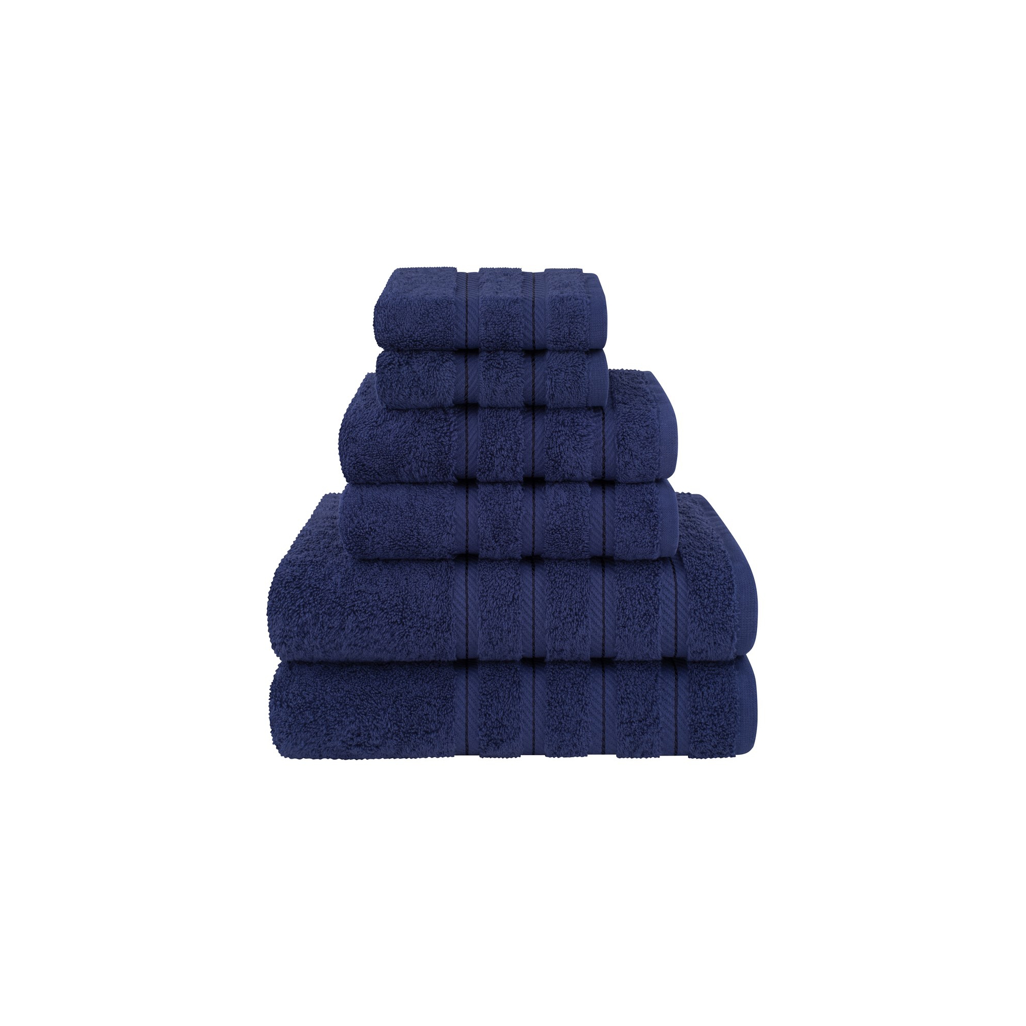 American Soft Linen 6 Piece Towel Set, 100% Cotton Bath Towels for Bathroom, Navy Blue