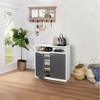 Kings Brand Furniture Marcy 2-Door Shoe Storage Cabinet with Open Shelf, White/Grey - 2 of 4