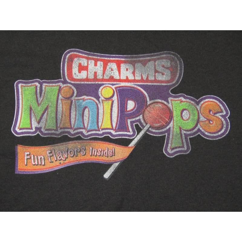 Charms Mini-Pops Distressed Logo Women's Black Cropped Tee, 2 of 3